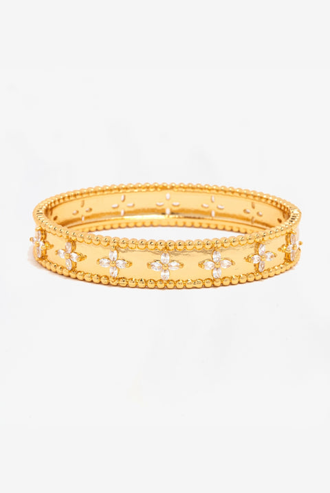 Kinmokusei Gold Flower Beaded Bangle by Uchi & Soto