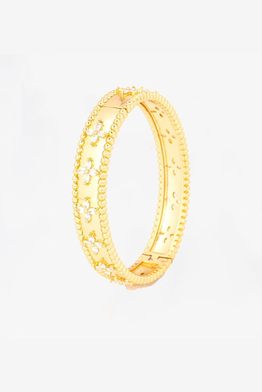 Kinmokusei Gold Flower Beaded Bangle US01-10314