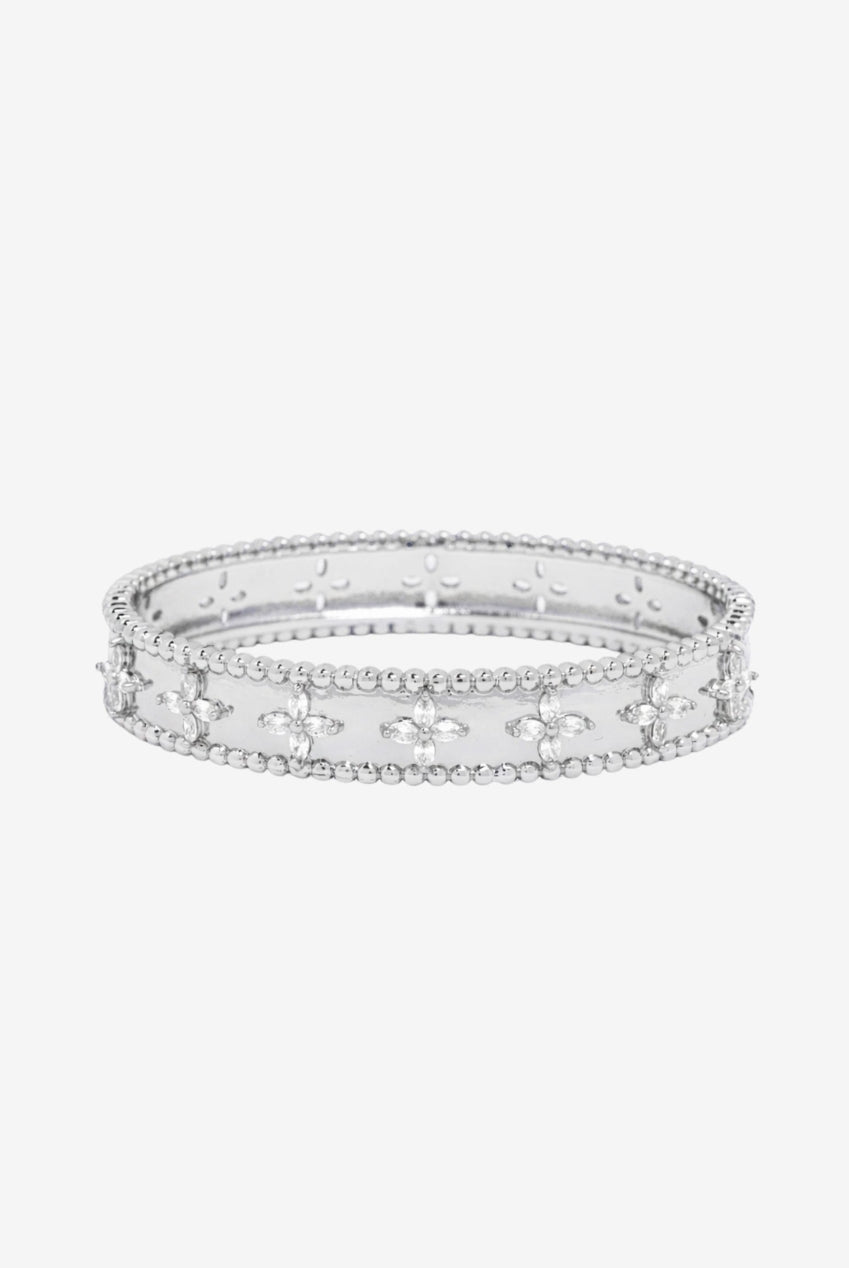 Kinmokusei Silver Bead Floral Bangle US01-10321