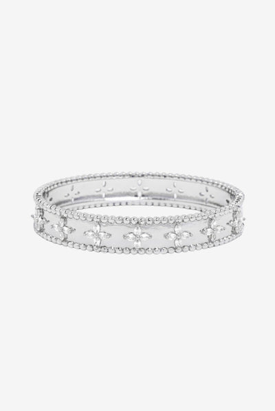 Silver - Kinmokusei Silver Bead Floral Bangle by Uchi & Soto