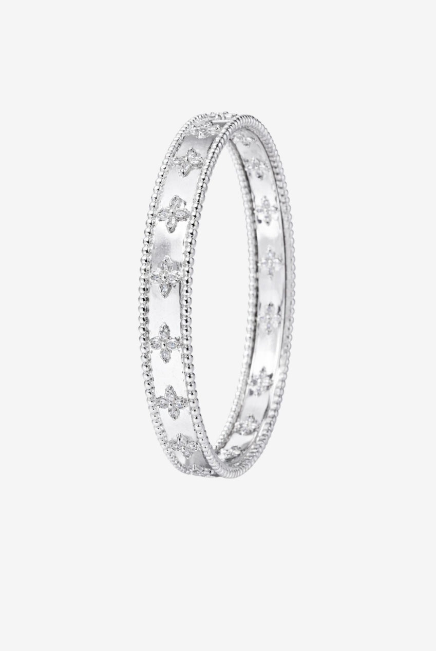 Kinmokusei Silver Bead Floral Bangle US01-10321