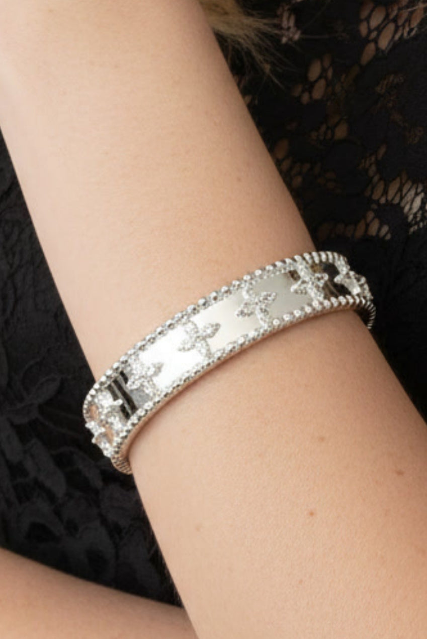 Kinmokusei Silver Bead Floral Bangle US01-10321