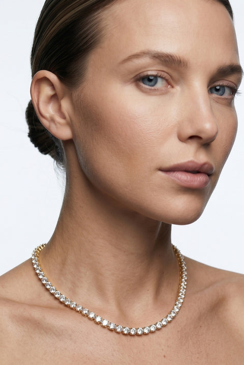 Shikaku Gold Stone Tennis Necklace by Uchi & Soto