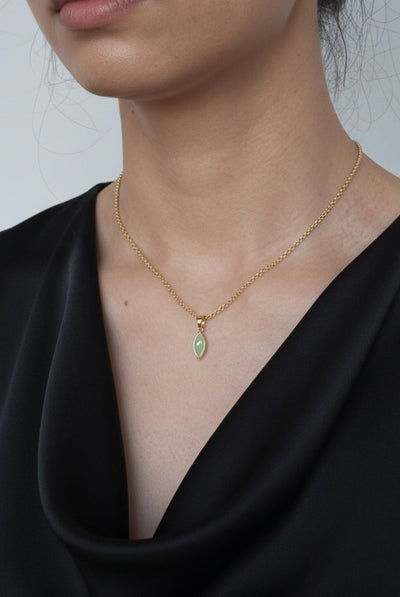 Gold - Nekomeishi Green Cats Eye Pendant by Uchi & Soto