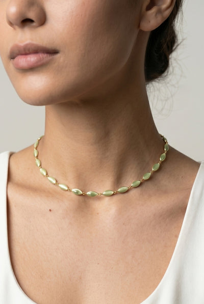 Gold - Nekomeishi Green Cats Eye Necklace by Uchi & Soto