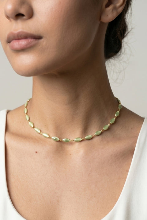 Nekomeishi Green Cats Eye Necklace by Uchi & Soto