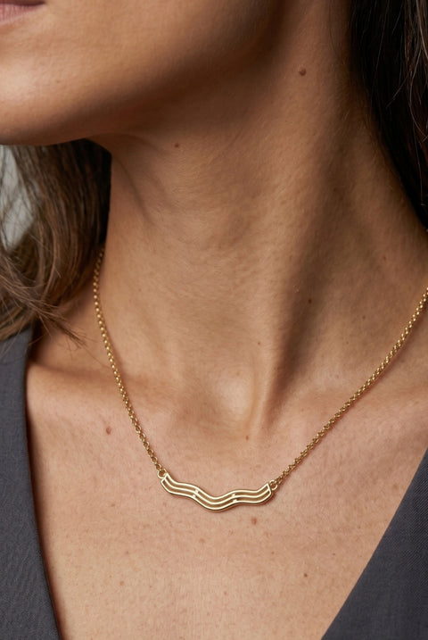 Nami Gold Wave Necklace by Uchi & Soto