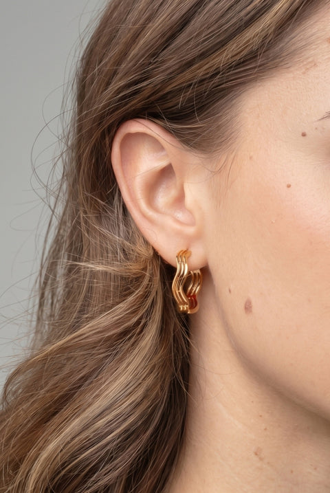 Nami Gold Wave Earrings by Uchi & Soto