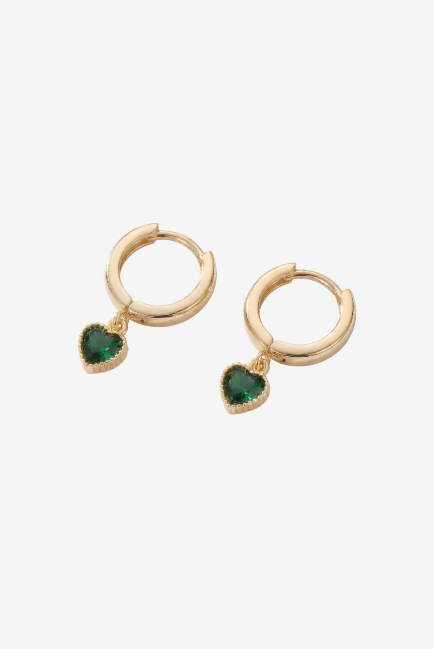 Kokoro Green Heart Hoop Earrings US01-11229