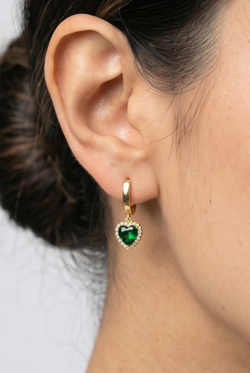 Kokoro Green Heart Hoop Earrings US01-11229