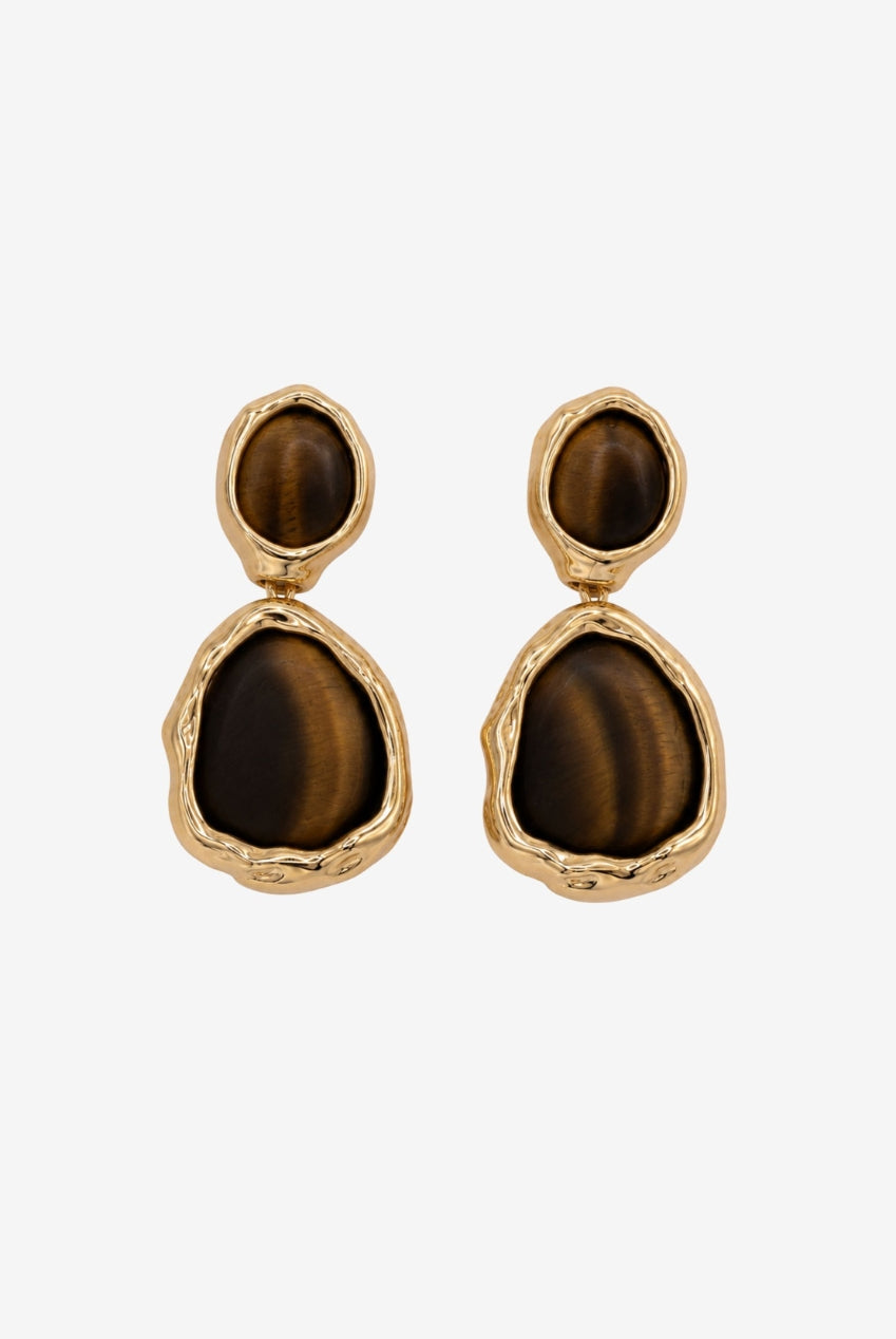 Nekomeishi Tigers Eye Oversized Earrings US01-11519