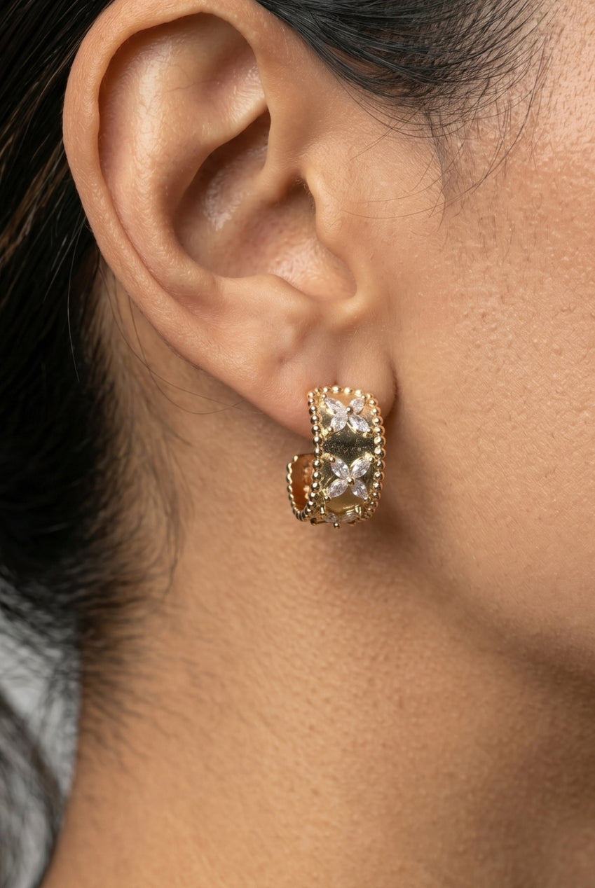 Kinmokusei Floral Beaded Hoop Earrings US01-11564