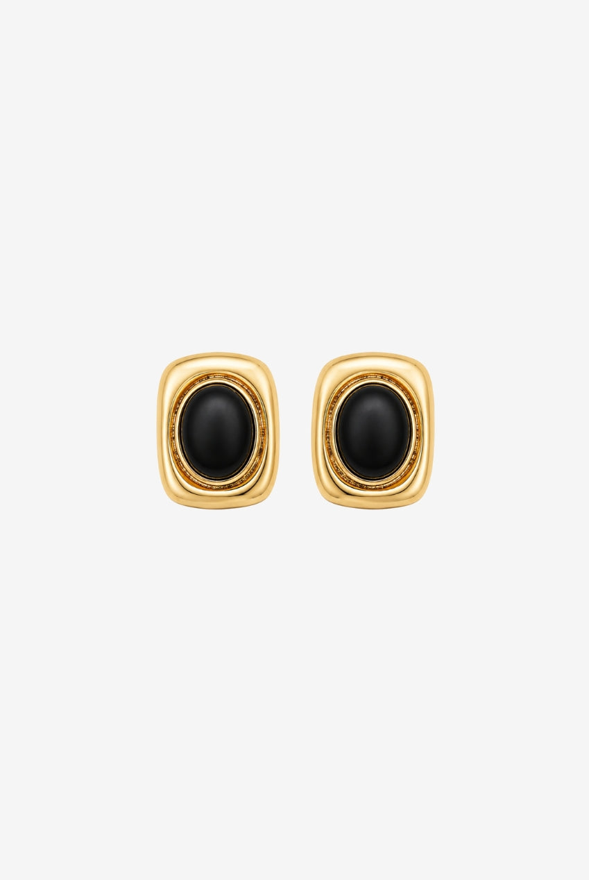 Enso Black Onyx And Gold Stud Earrings US01-11694