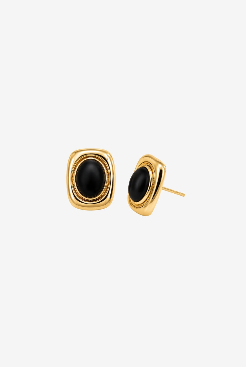 Enso Black Onyx And Gold Stud Earrings US01-11694