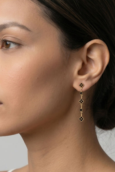 Gold - Kinmokusei Black Drop Earrings by Uchi & Soto
