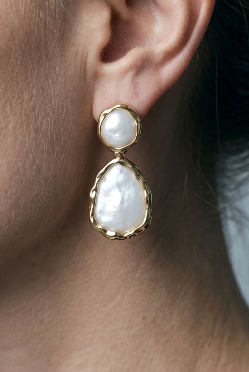 Shinju Mother Of Pearl Oversized Drop Earrings US01-12127