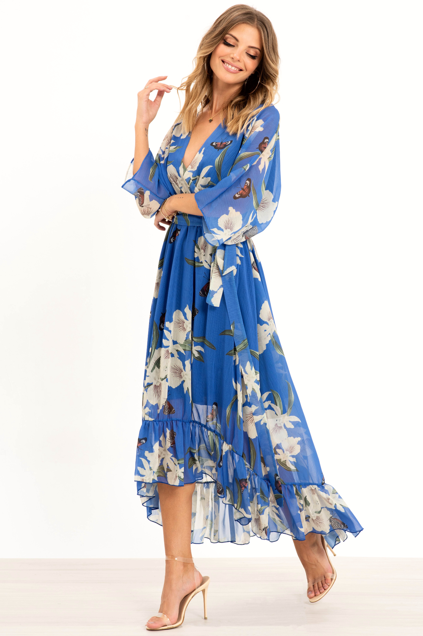 Kimono Wrap Floral Dress UTSS20015