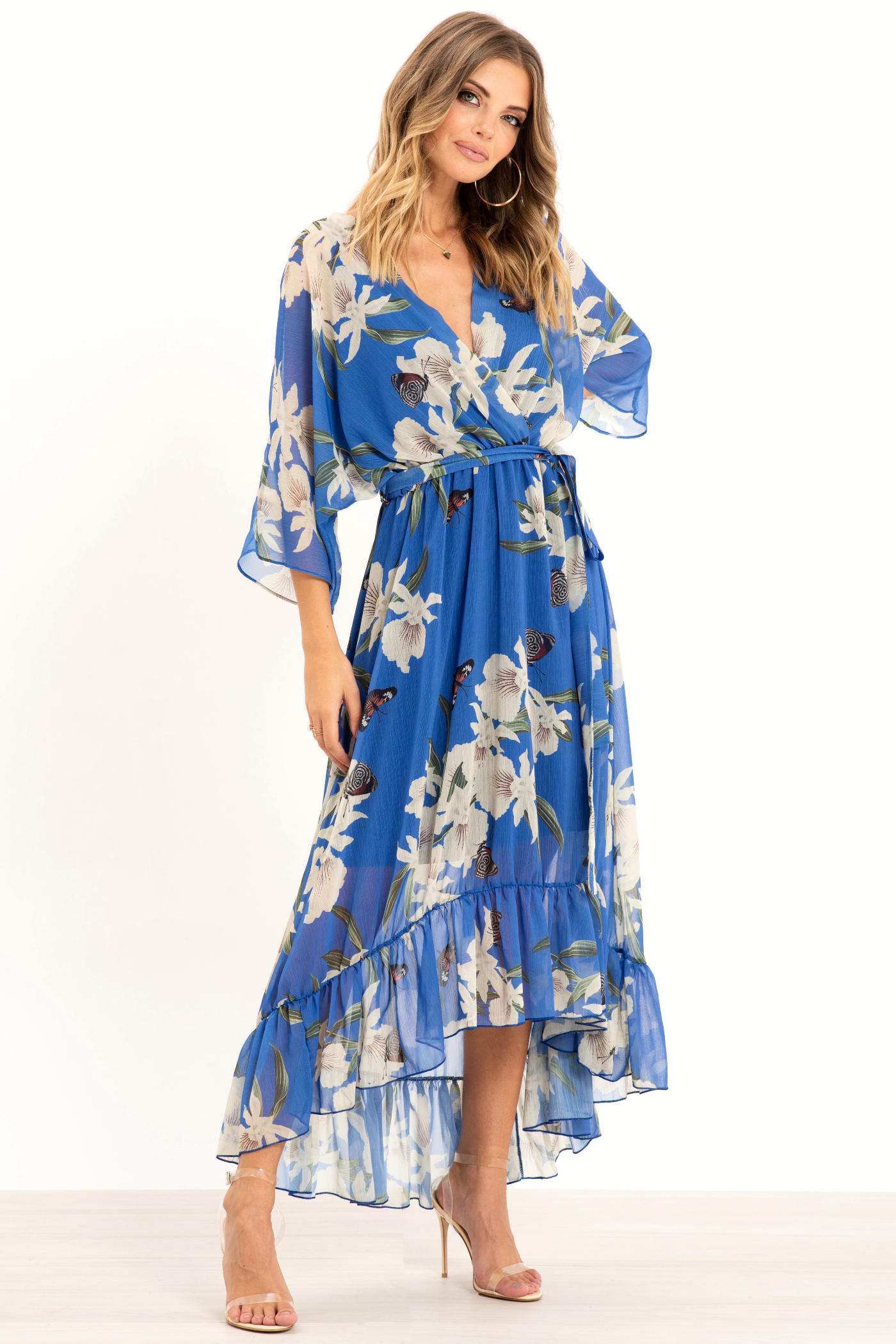 Kimono Wrap Floral Dress UTSS20015