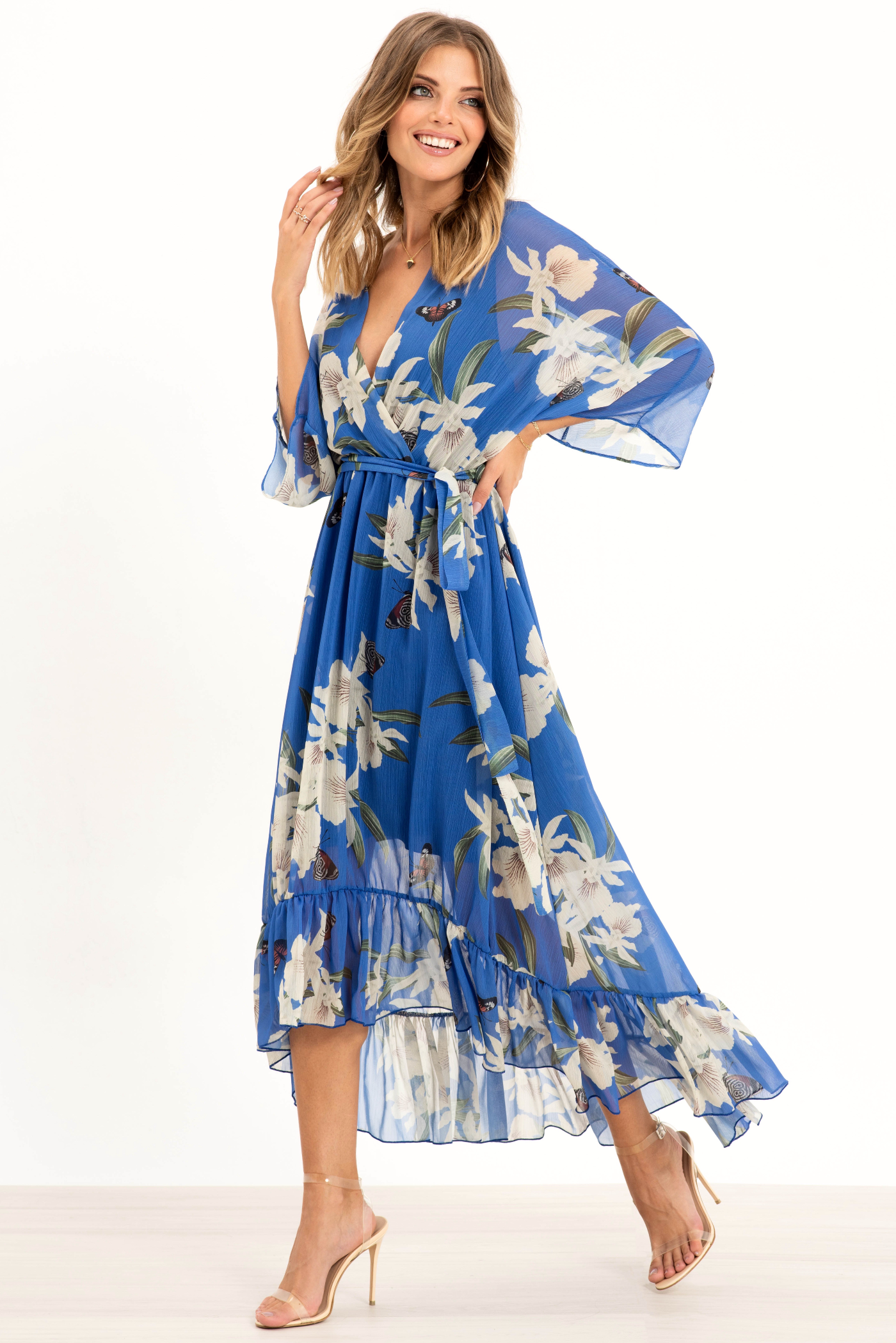 Kimono Wrap Floral Dress UTSS20015