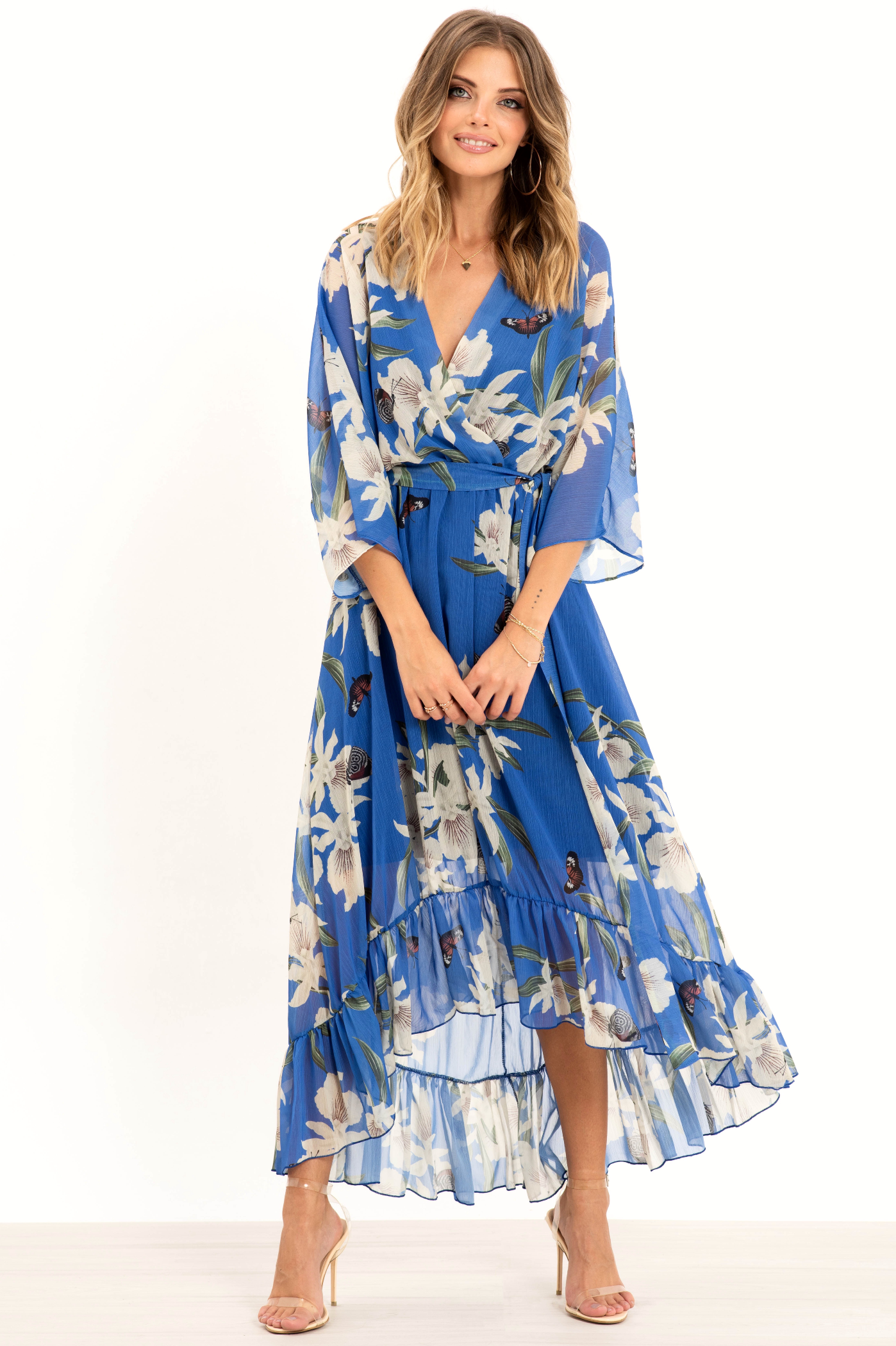 Kimono Wrap Floral Dress UTSS20015