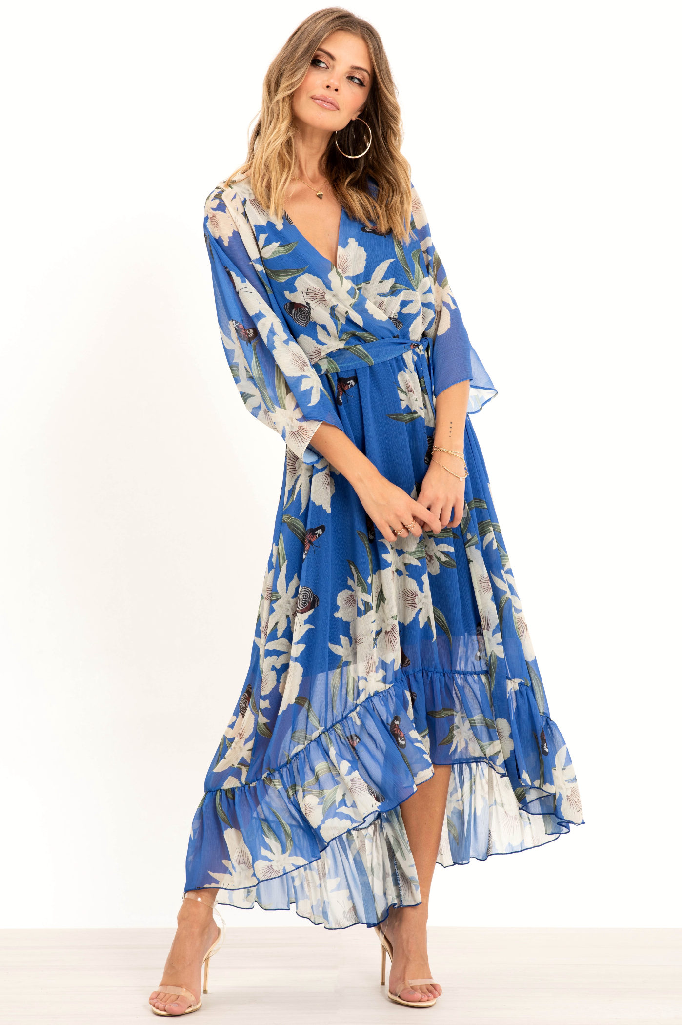 Kimono Wrap Floral Dress UTSS20015