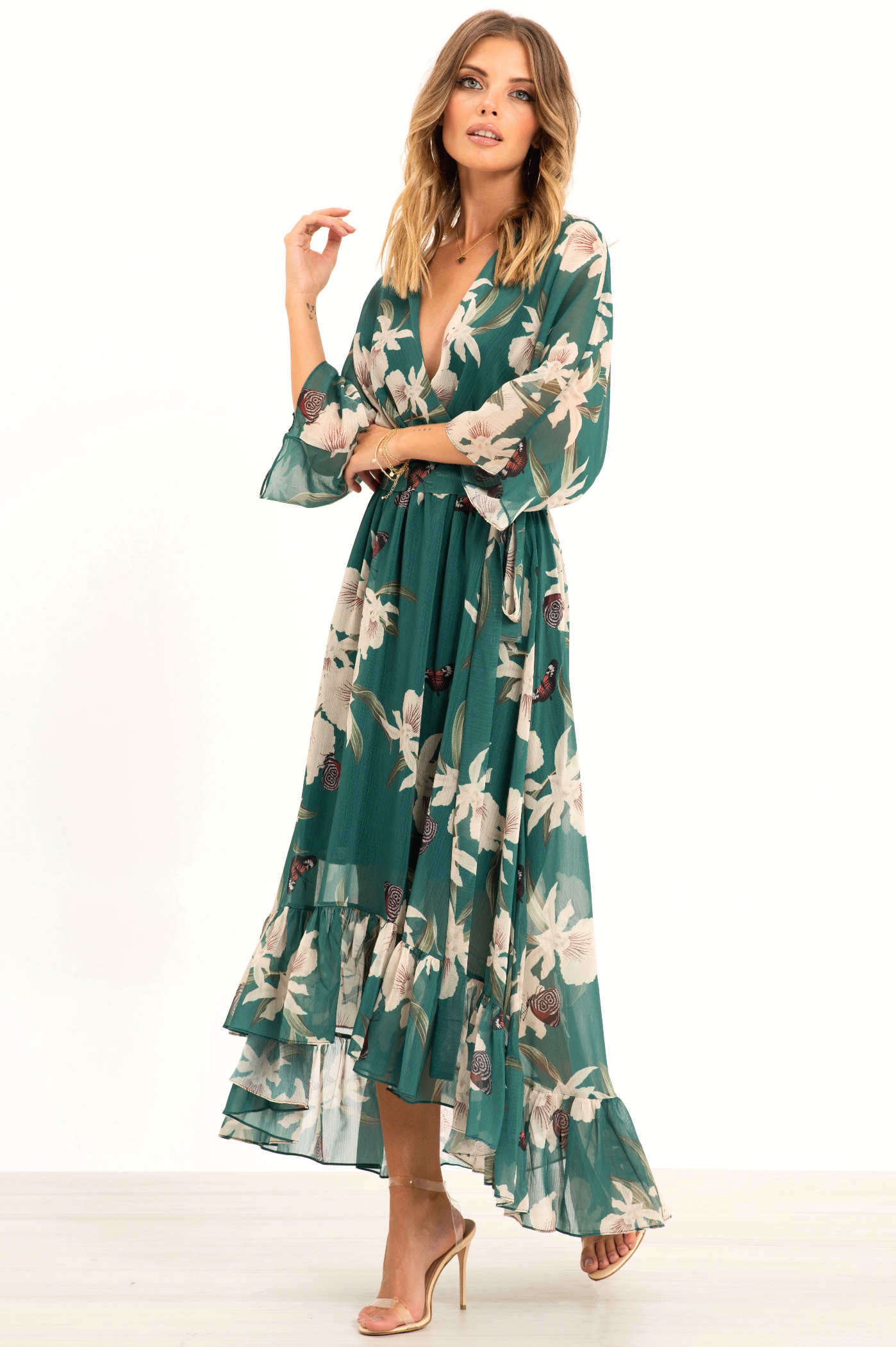 Kimono Wrap Floral Dress UTSS20015