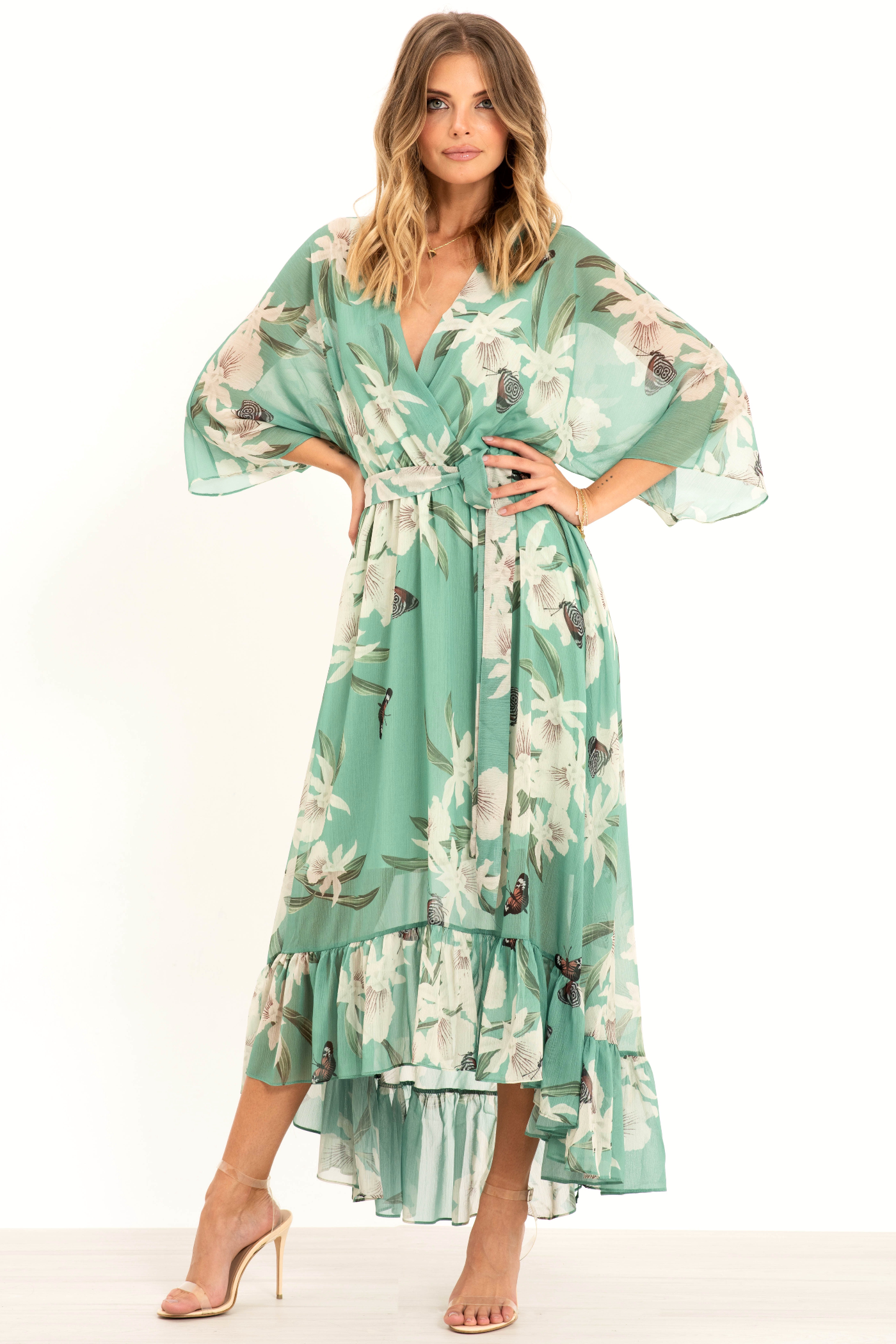 Kimono Wrap Floral Dress UTSS20015