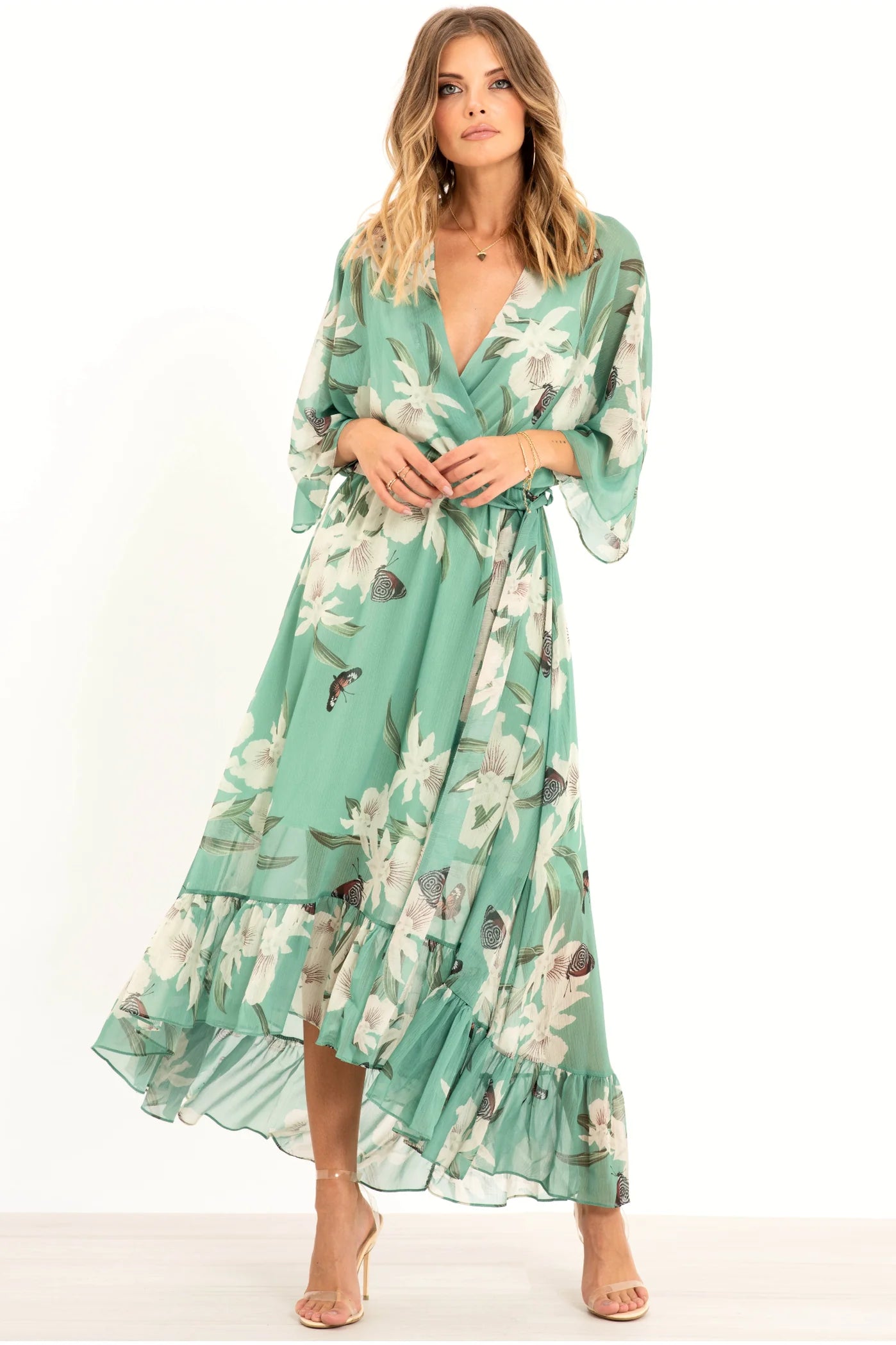 Kimono Wrap Floral Dress UTSS20015