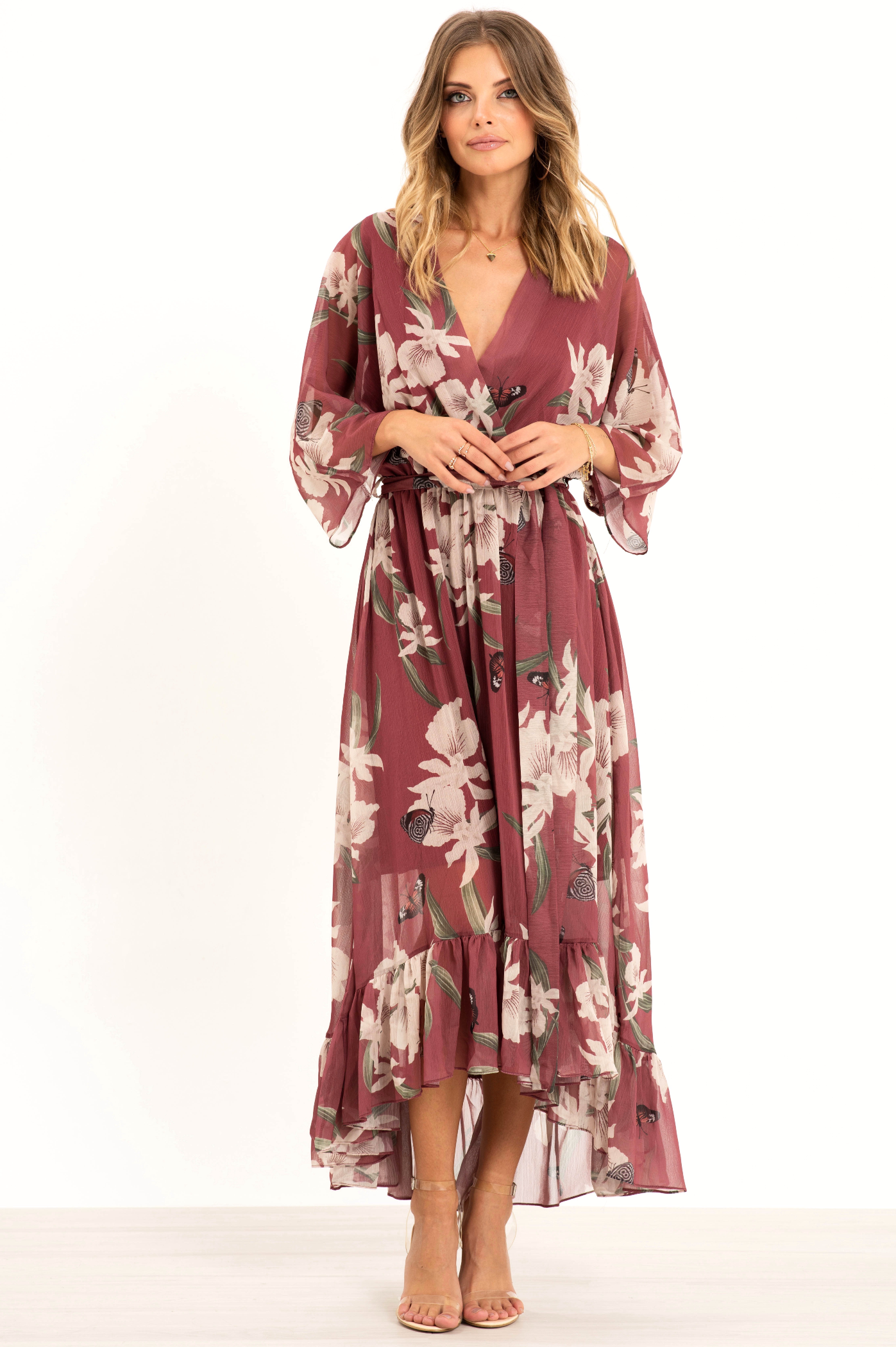 Kimono Wrap Floral Dress UTSS20015