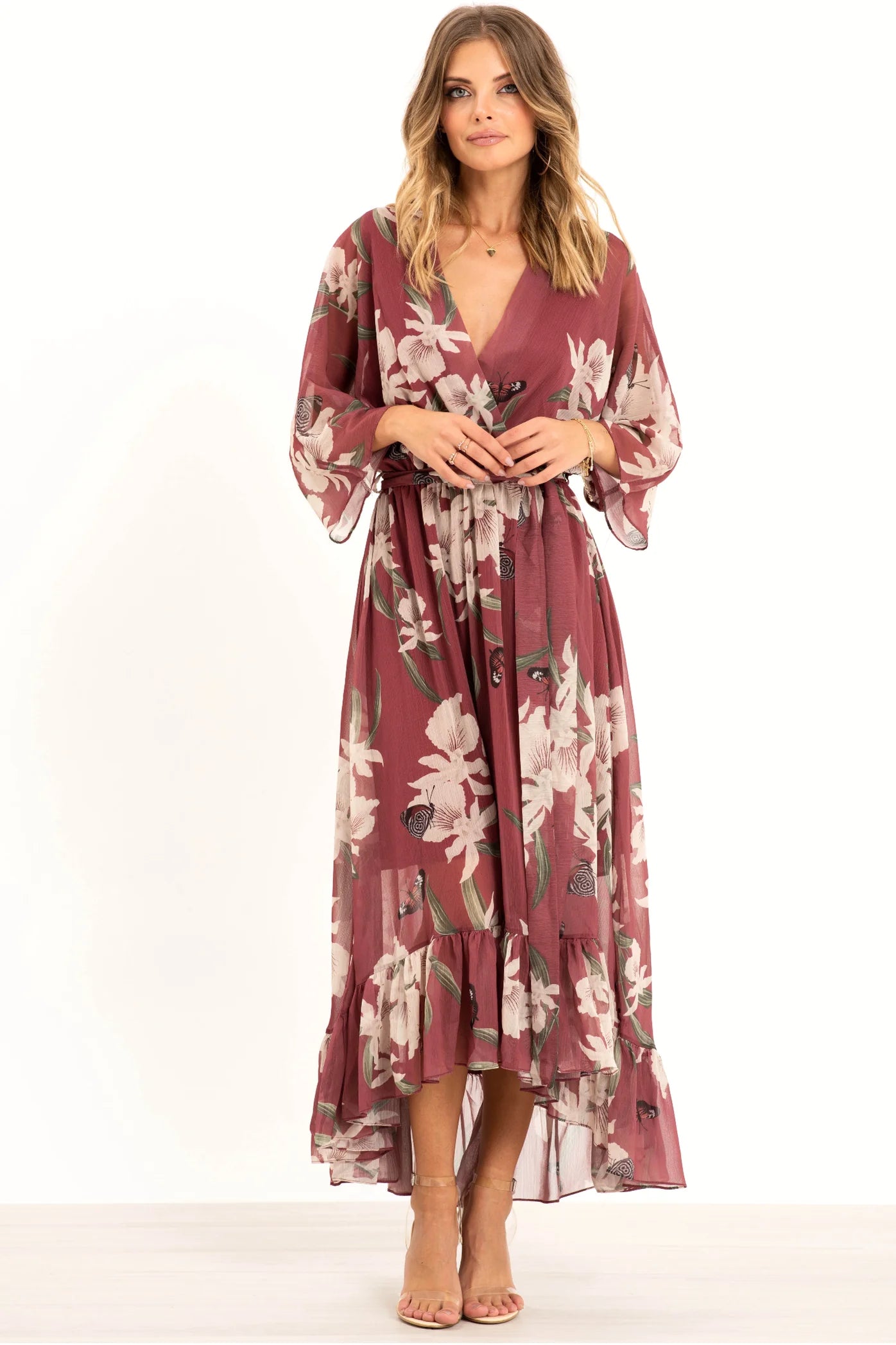 Kimono Wrap Floral Dress UTSS20015