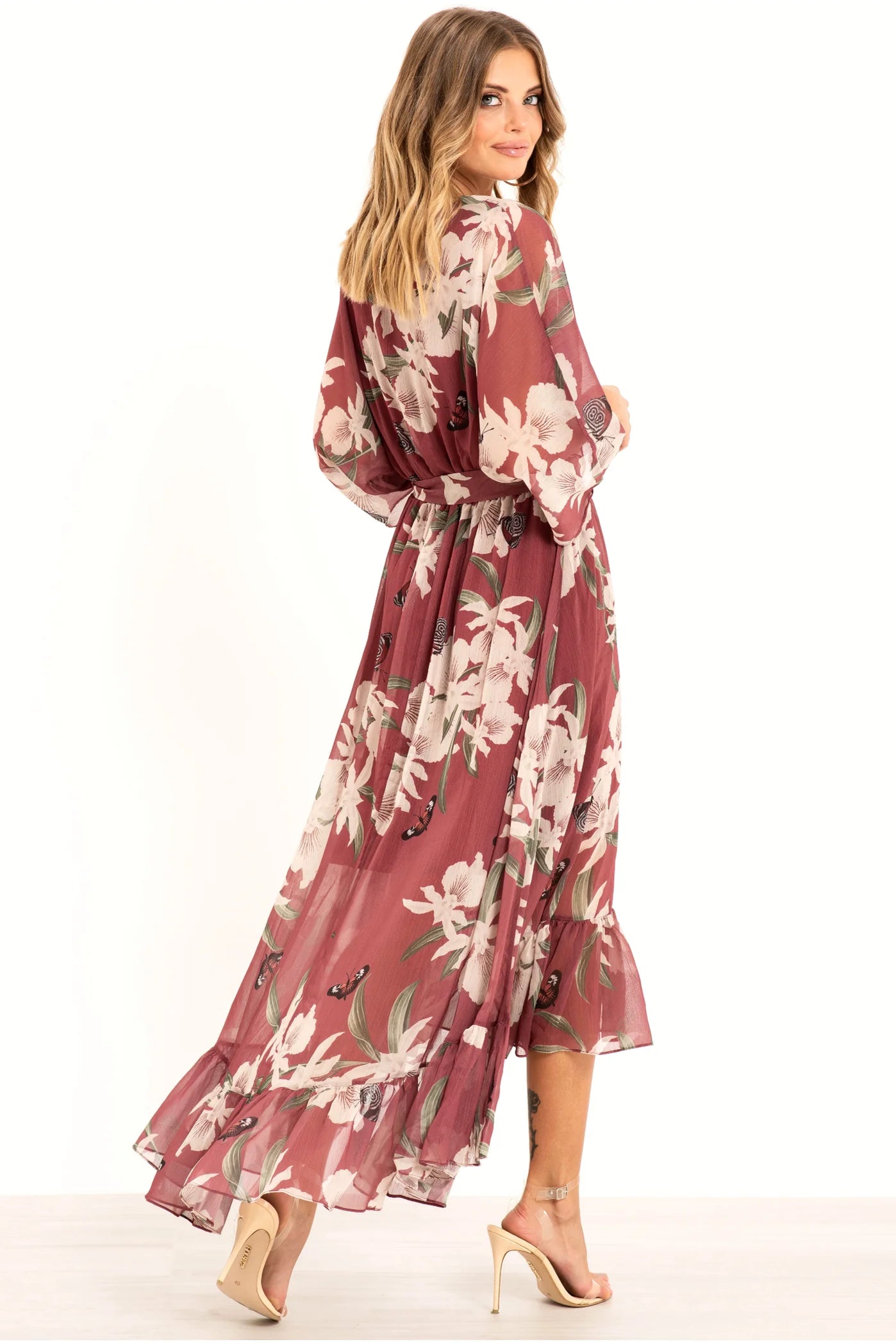 Kimono Wrap Floral Dress UTSS20015