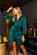 Urban Touch Long Sleeve Wrap Front Dress