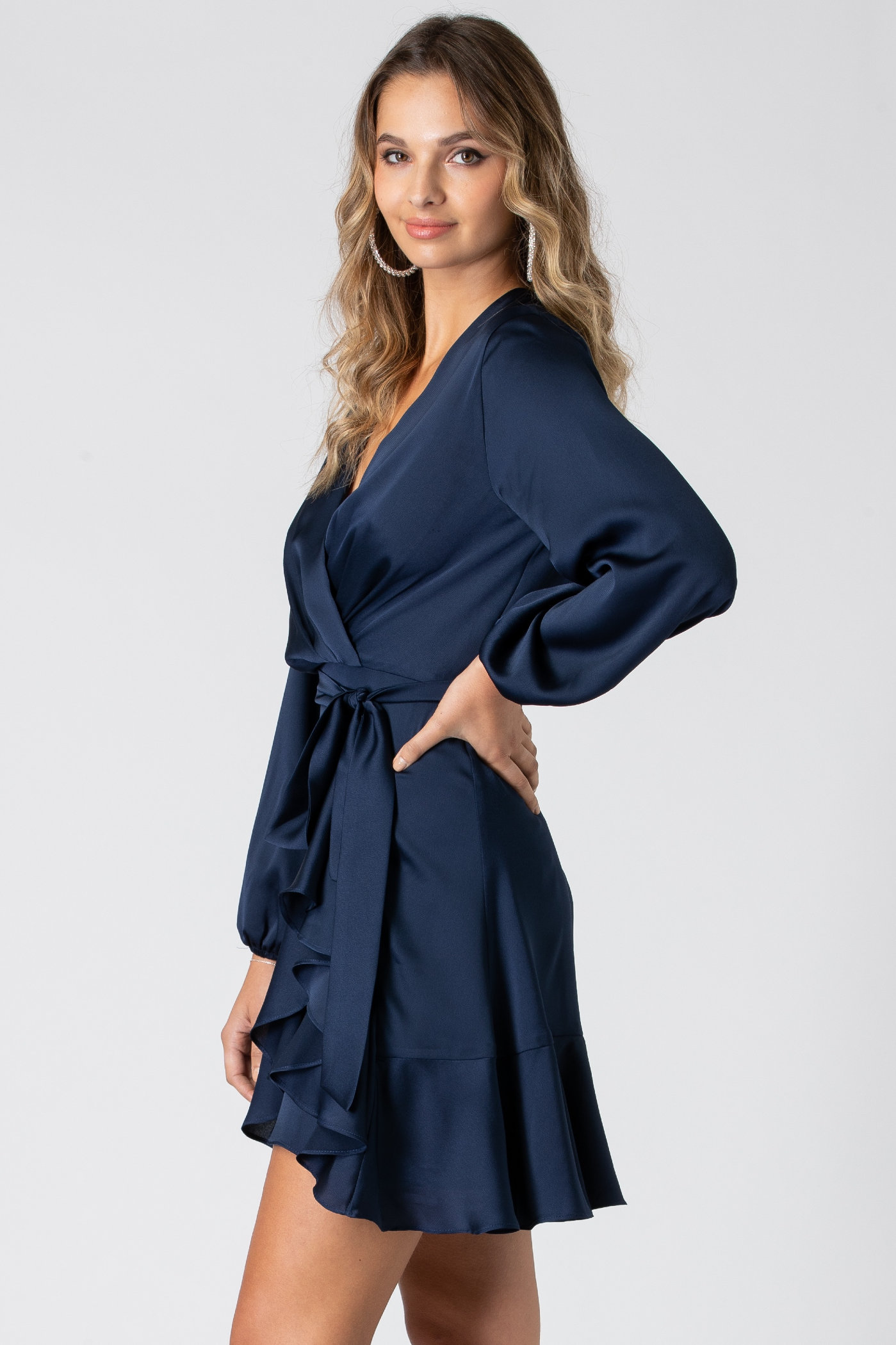 Long Sleeve Wrap Front Dress UTAW20012