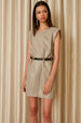 Urban Touch Faux Leather Padded Shoulder Dress With Belt