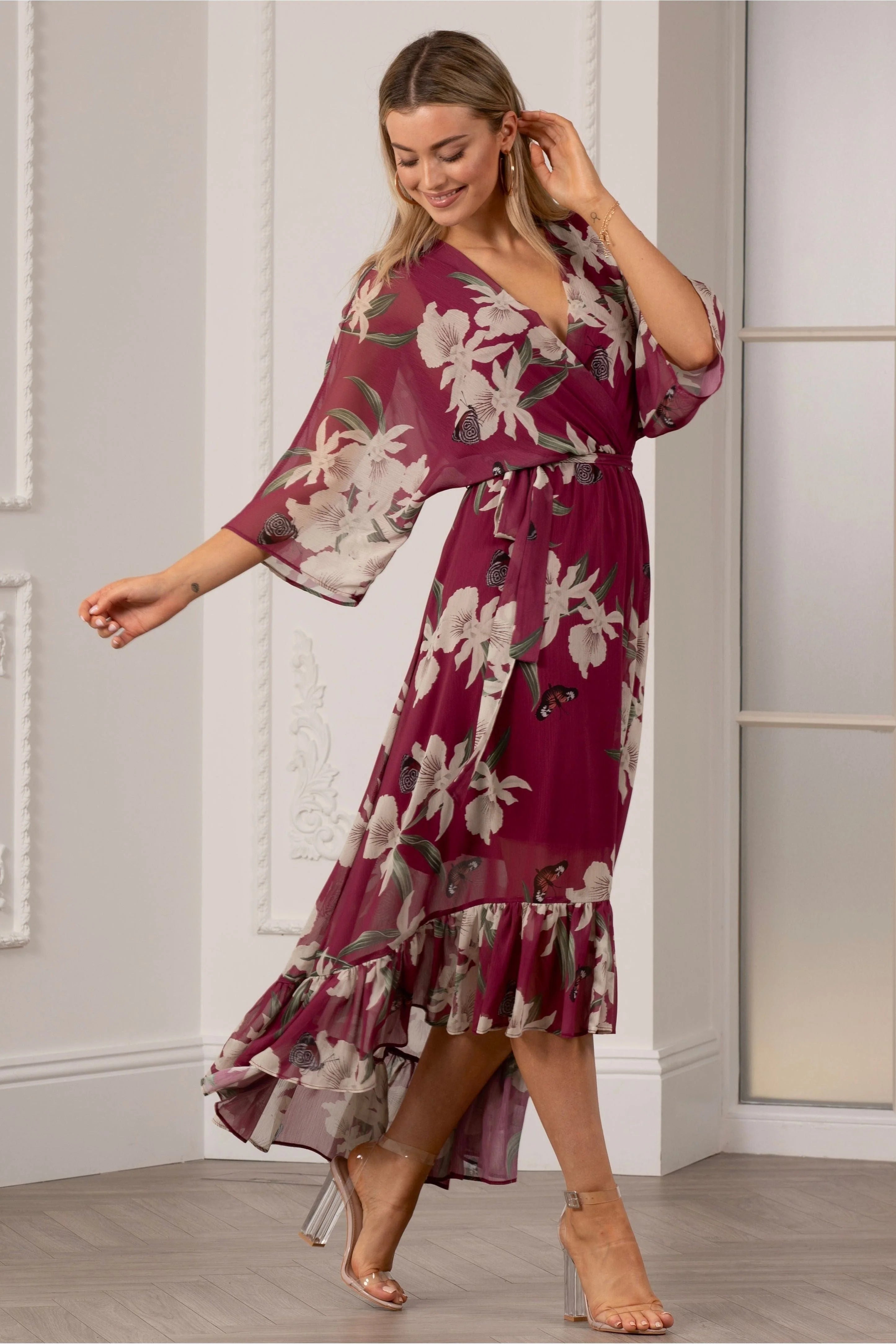 Kimono Wrap Floral Dress UTSS20015