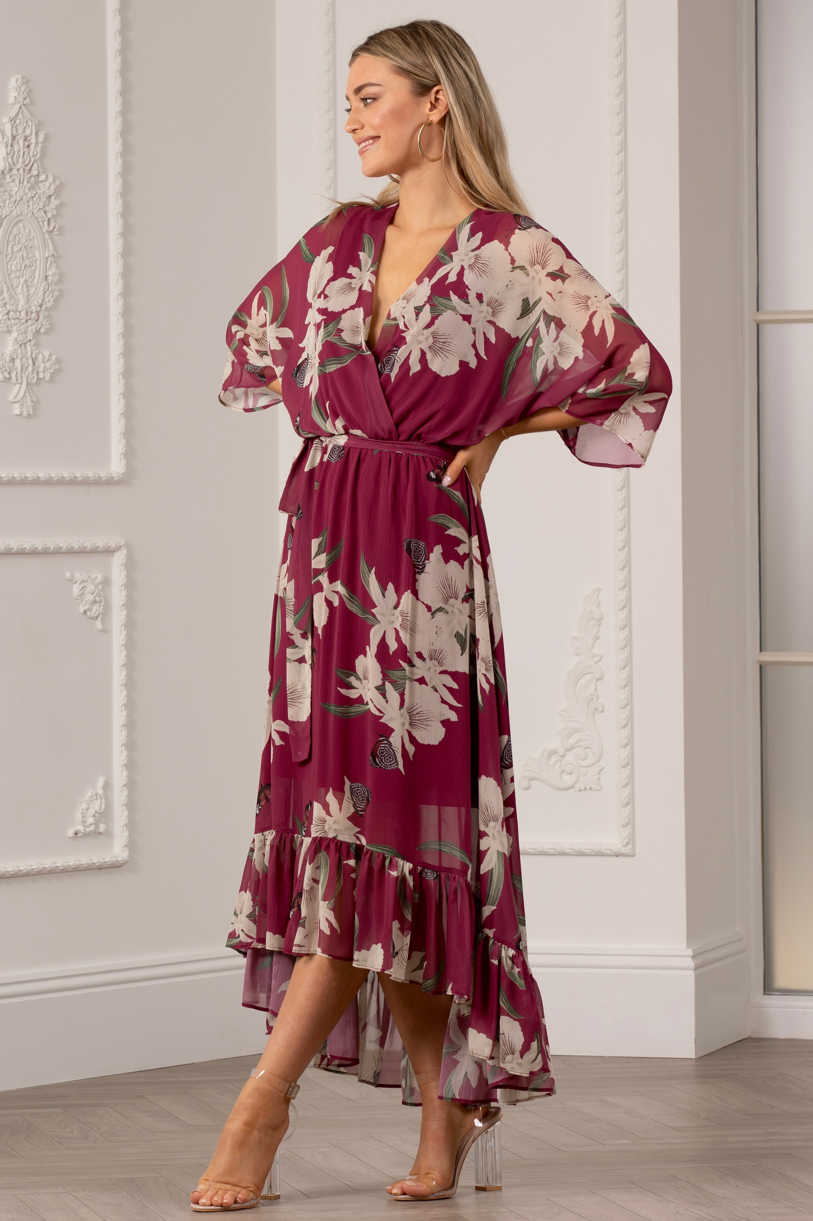 Kimono Wrap Floral Dress UTSS20015