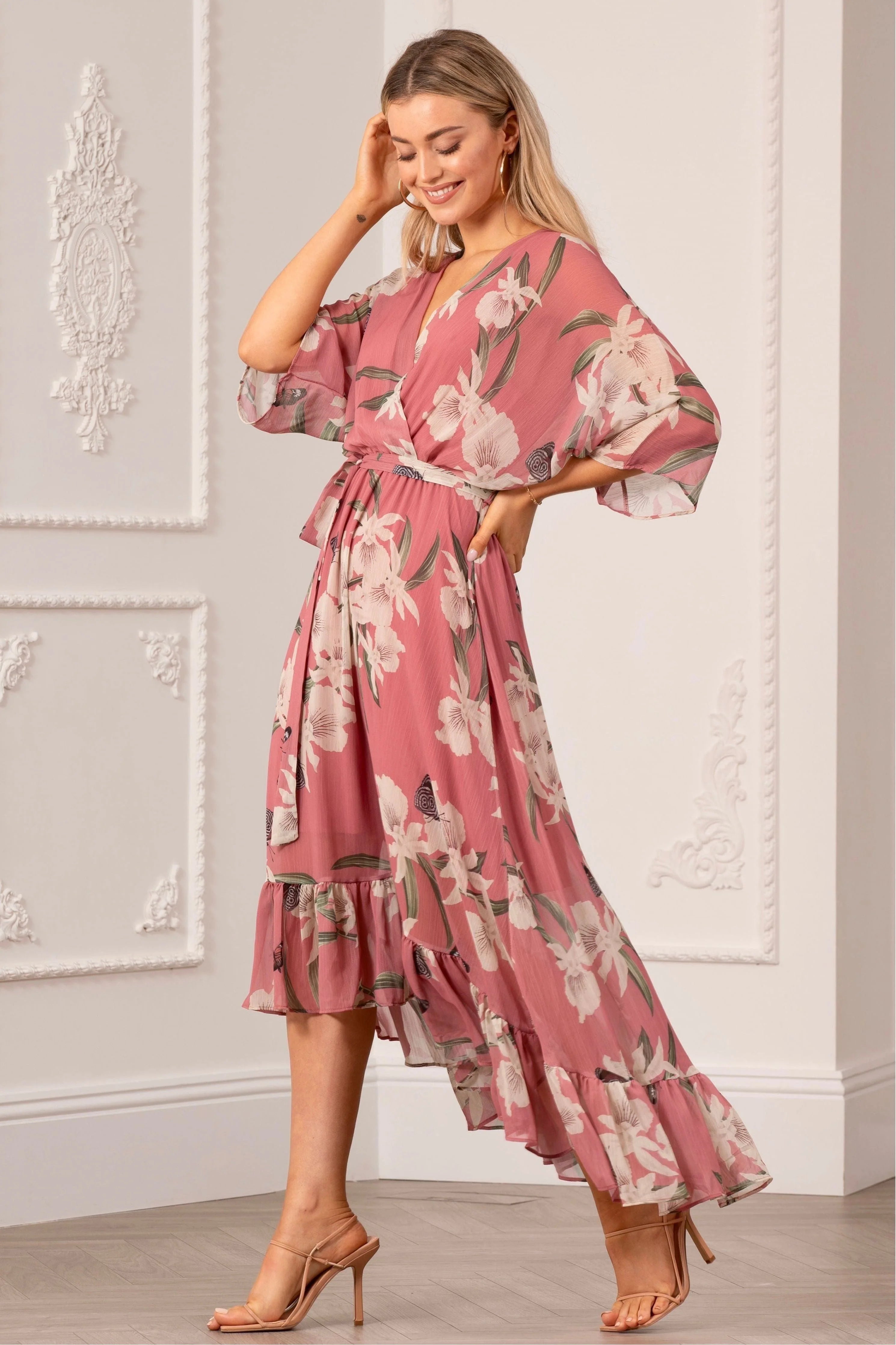 Kimono Wrap Floral Dress UTSS20015