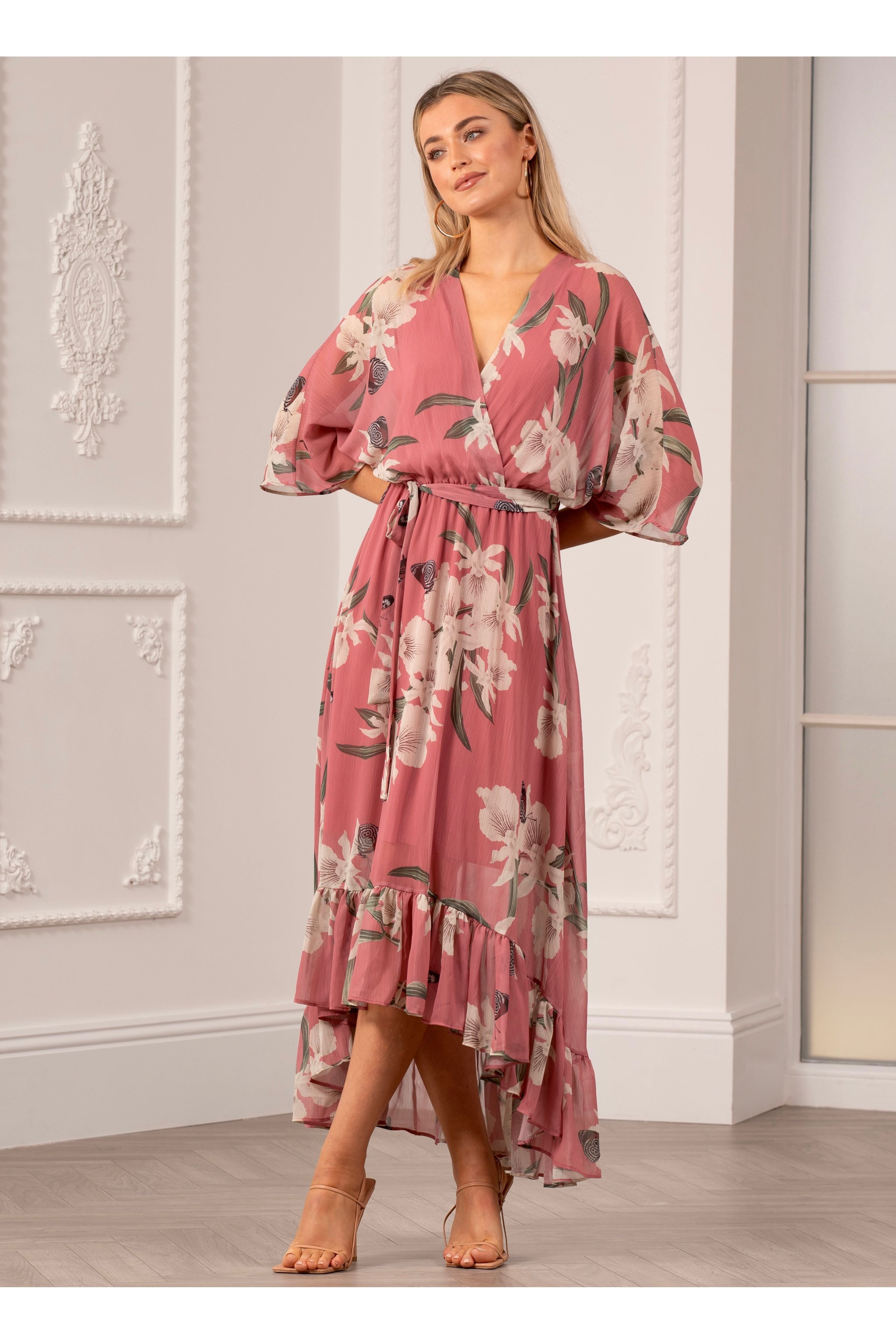 Kimono Wrap Floral Dress UTSS20015