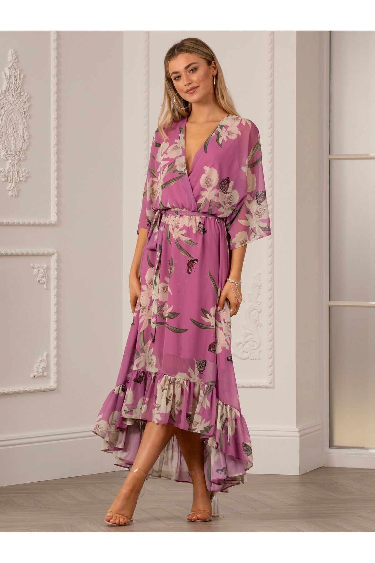 Kimono Wrap Floral Dress UTSS20015