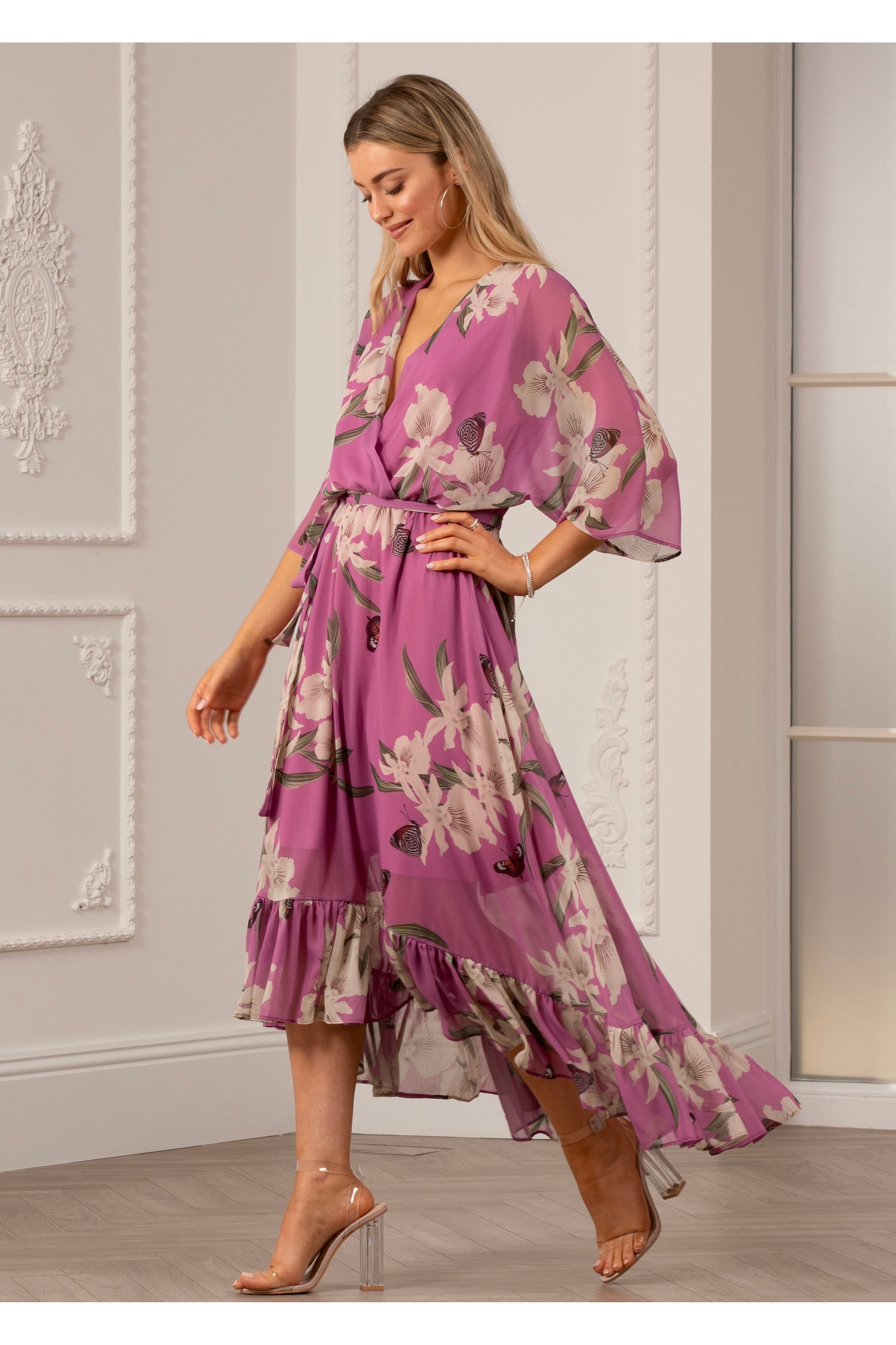 Kimono Wrap Floral Dress UTSS20015