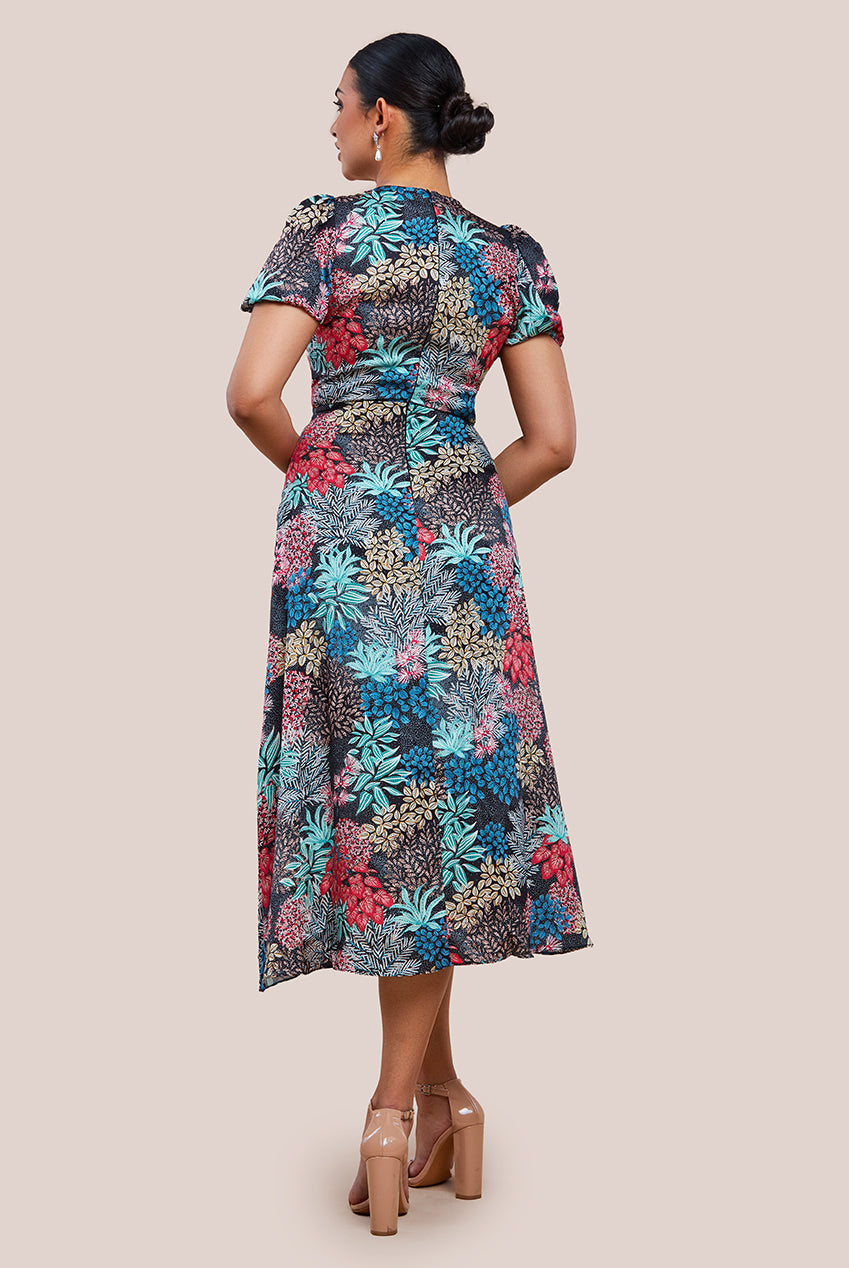 Floral Print Midi Dress With Short Sleeve UTSS23011