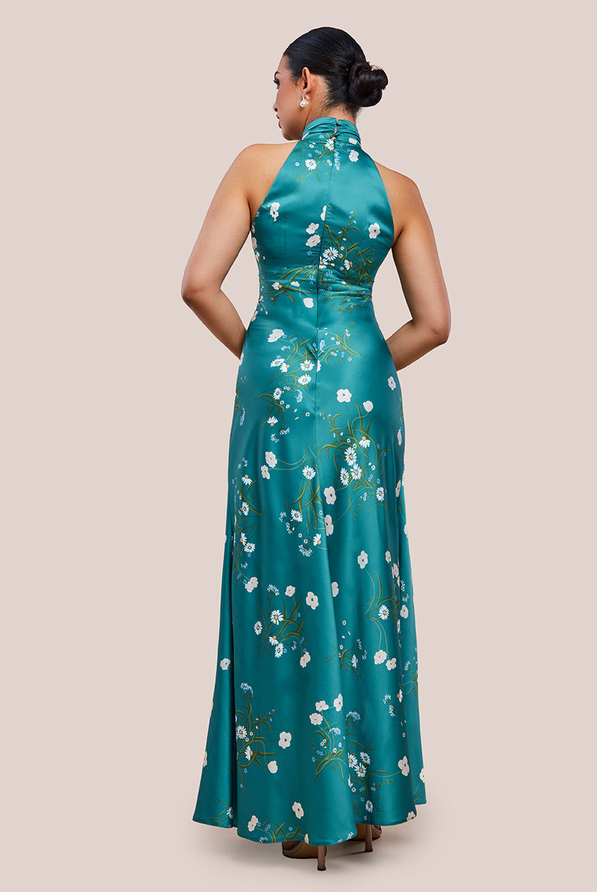 Floral Print Satin Maxi Dress UTSS23021