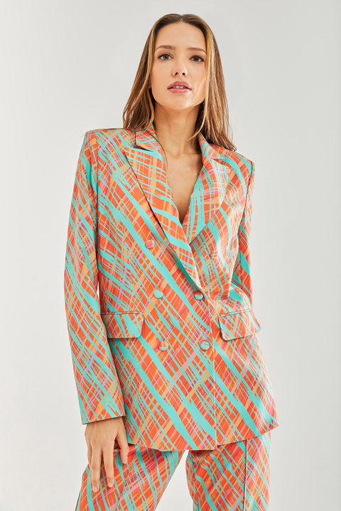 Relaxed Orange Scribble Print Blazer by Liquorish