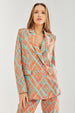 Relaxed Orange Scribble Print Blazer by Liquorish