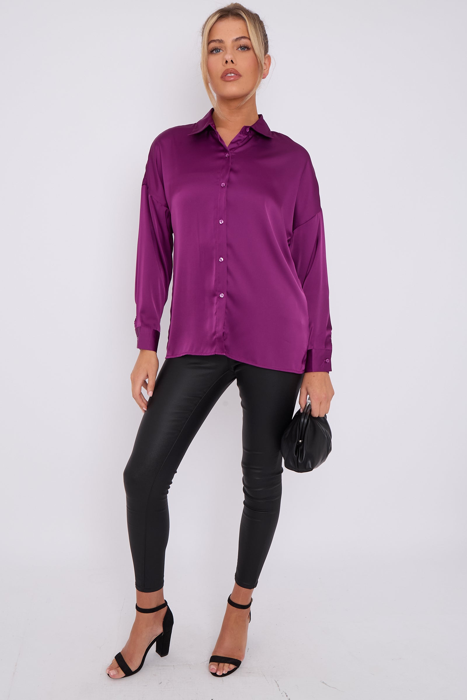 Purple Brushed Satin Shirt LS-2268-8070-63