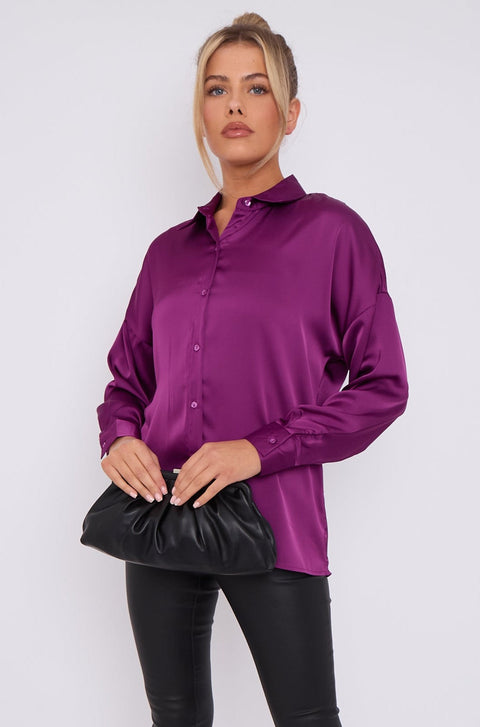 Purple Brushed Satin Shirt LS-2268-8070-63