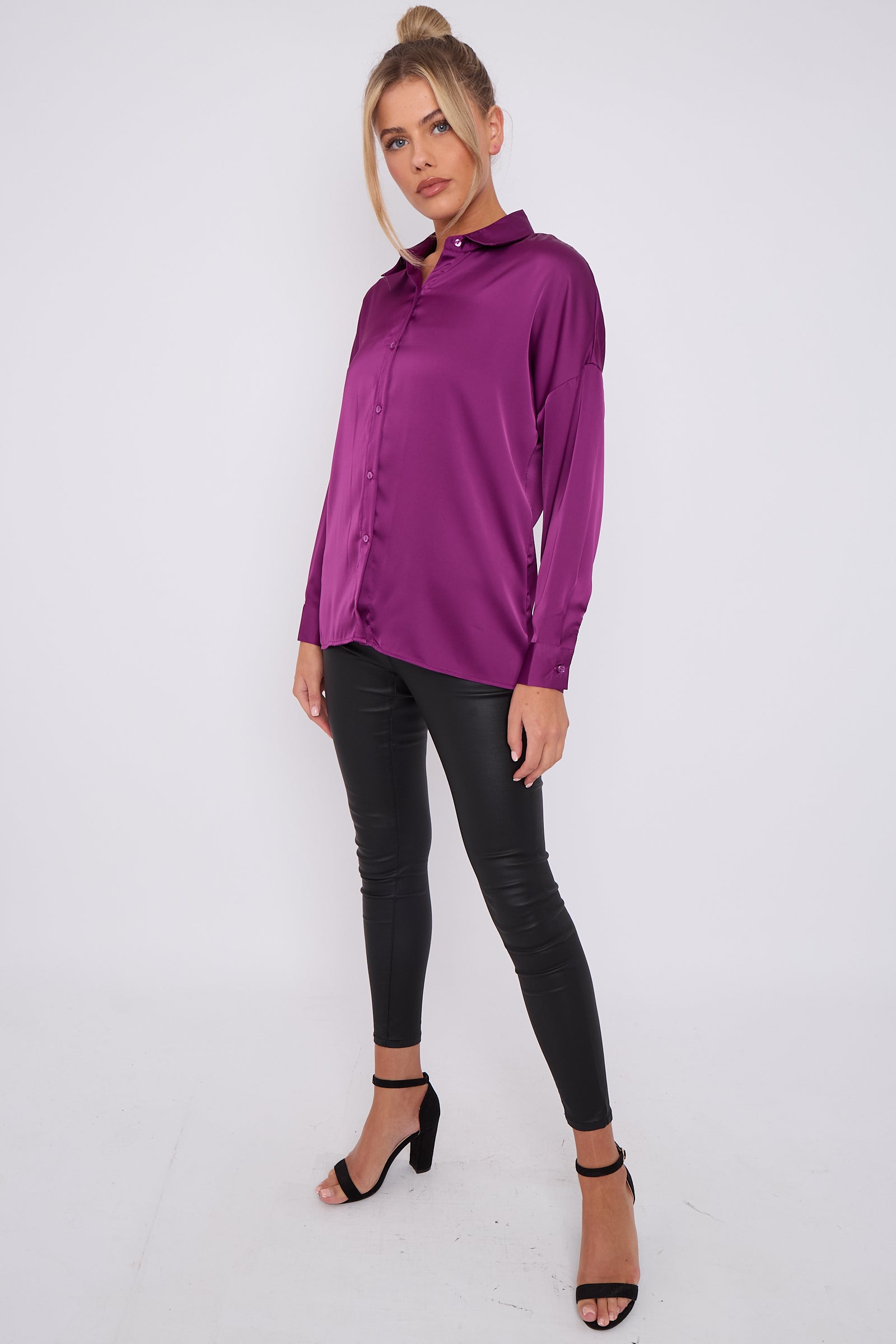 Purple Brushed Satin Shirt LS-2268-8070-63
