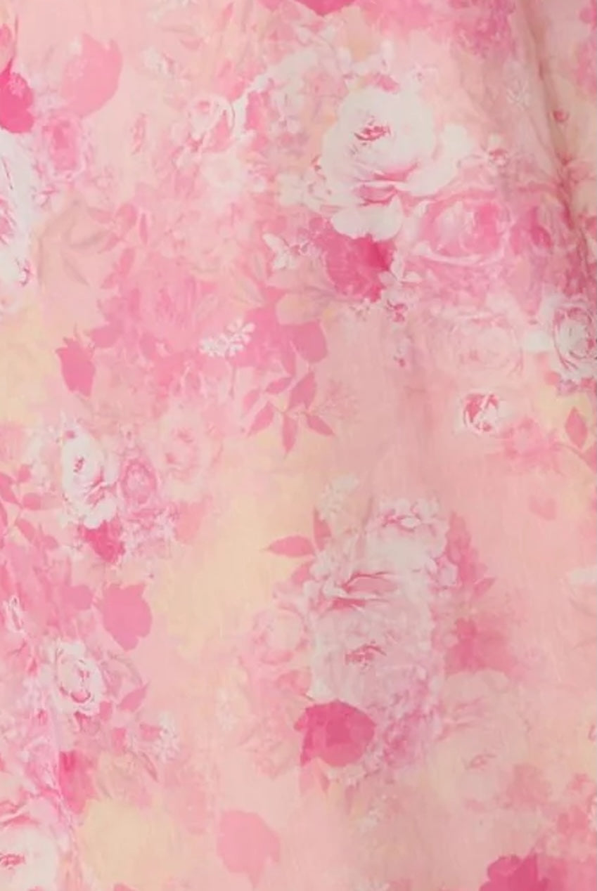 Long Sleeve Floral Mini Dress In Pink VE0812PI