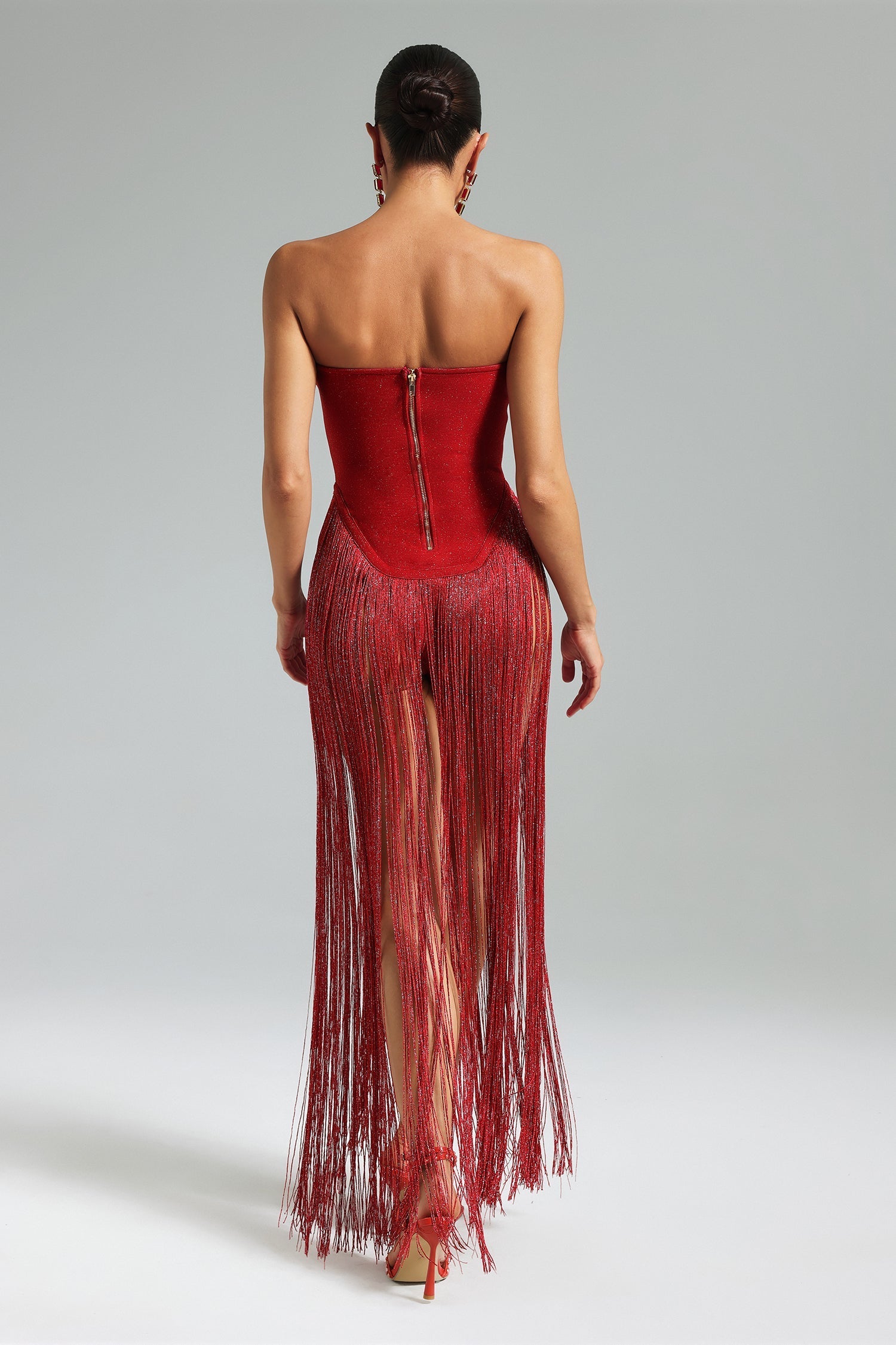 Valentina Strapless Fringe Dress D240500121