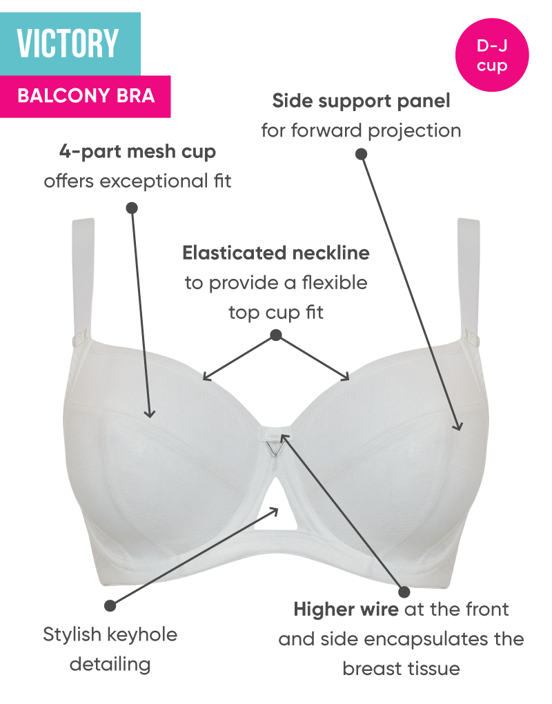 Victory Side Support Balcony Bra White CK9001-WHT